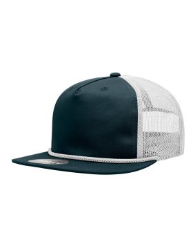 '5 Panel High Profile Relaxed Cotton Blend Trucker w/Rope'