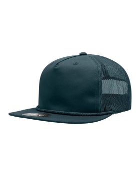 '5 Panel High Profile Relaxed Cotton Blend Trucker w/Rope'