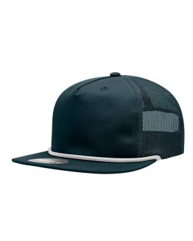 '5 Panel High Profile Relaxed Cotton Blend Trucker w/Rope'