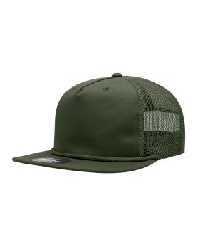 '5 Panel High Profile Relaxed Cotton Blend Trucker w/Rope'