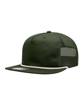 '5 Panel High Profile Relaxed Cotton Blend Trucker w/Rope'