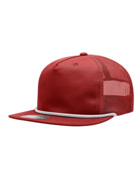 '5 Panel High Profile Relaxed Cotton Blend Trucker w/Rope'