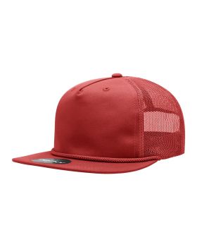 '5 Panel High Profile Relaxed Cotton Blend Trucker w/Rope'