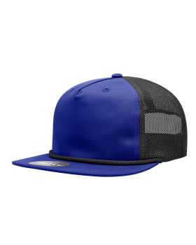 '5 Panel High Profile Relaxed Cotton Blend Trucker w/Rope'