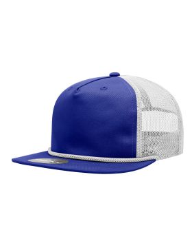 '5 Panel High Profile Relaxed Cotton Blend Trucker w/Rope'