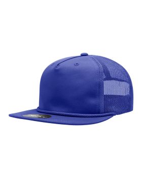 '5 Panel High Profile Relaxed Cotton Blend Trucker w/Rope'