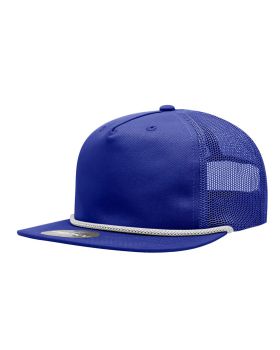 '5 Panel High Profile Relaxed Cotton Blend Trucker w/Rope'