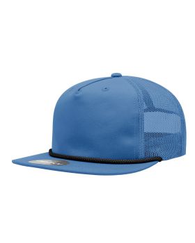 '5 Panel High Profile Relaxed Cotton Blend Trucker w/Rope'