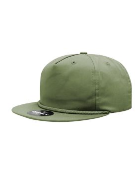 '5 Panel High Profile Relaxed Cotton Blend Rope Hat'