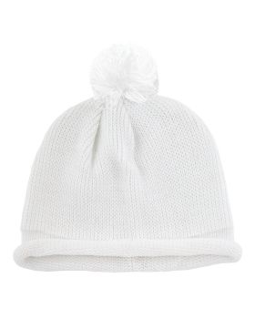 'Solid RollUp Beanie w/PomPom'