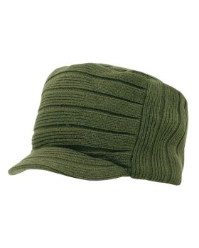 'Knitted Flat Top Cap w/ Visor'