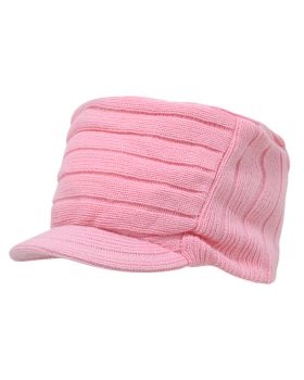 'Knitted Flat Top Cap w/ Visor'