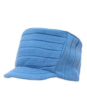 'Knitted Flat Top Cap w/ Visor'