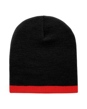 'Acrylic/Polyester Striped Short Beanie'