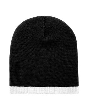 'Acrylic/Polyester Striped Short Beanie'