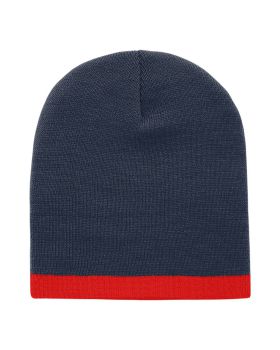 'Acrylic/Polyester Striped Short Beanie'