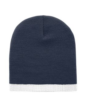 'Acrylic/Polyester Striped Short Beanie'