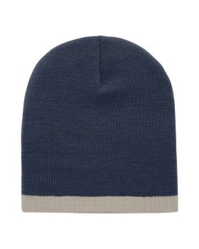 'Acrylic/Polyester Striped Short Beanie'