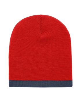 'Acrylic/Polyester Striped Short Beanie'