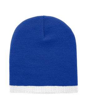 'Acrylic/Polyester Striped Short Beanie'