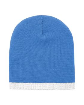 'Acrylic/Polyester Striped Short Beanie'