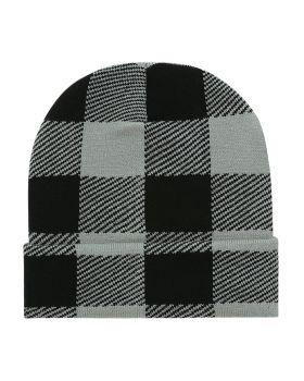 'Long Plaid Beanie'