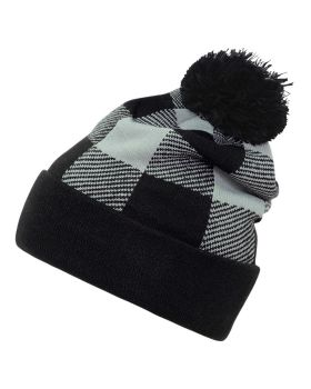'Pom Plaid Beanie'