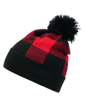 'Pom Plaid Beanie'