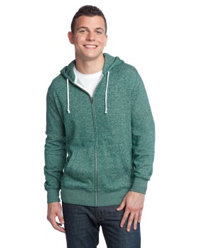 'District DT192 Young Men's Marled Fleece Full Zip Hoodie'