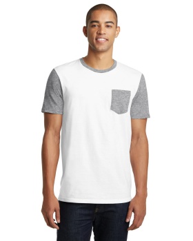 'District DT6000SP Young Mens Very Important Tee  With Contrast Sleeves And Pocket.'