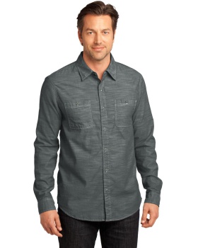 'District DM3800 Mens Long Sleeve Washed Woven Shirt'