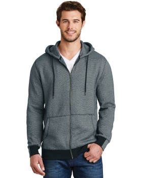 'District Made DM390 Mens Mini Stripe Full Zip Hoodie.'