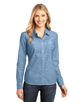 'District DM4800 Ladies Long Sleeve Washed Woven Shirt'