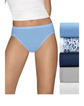 Hanes 43HUCC Ultimate Comfort Cotton Hi-Cut Panties 5-Pack