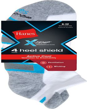 'Hanes 534/4WB Men's X-Temp Active Cool Heel Shield Socks 4 Pack'