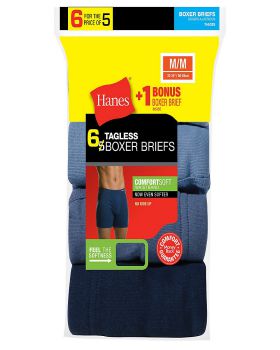 Hanes 7460Z6 Men's TAGLESS Boxer Brief with ComfortSoft Waistband 6-Pack
