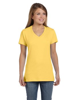 'Hanes S04V Ladies' 4.5 Oz., 100% Ringspun Cotton Nano T® V Neck T Shirt'