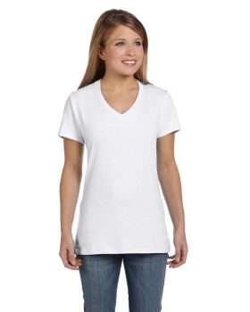 'Hanes S04V Ladies' 4.5 Oz., 100% Ringspun Cotton Nano T® V Neck T Shirt'