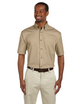 'Harriton M500S Men's Easy Blend Short-Sleeve Twill Shirt with Stain-Release'