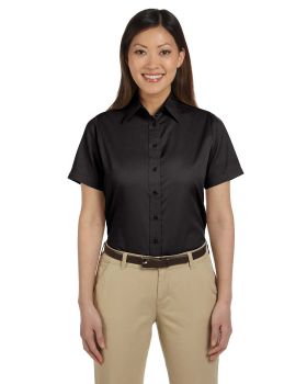'Harriton M500SW Ladies Easy Blend Short-Sleeve Twill Shirt with Stain-Release'