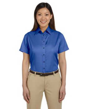 Harriton M500SW Ladies' Easy Blend Short-Sleeve Twill Shirt with Stain-R ...