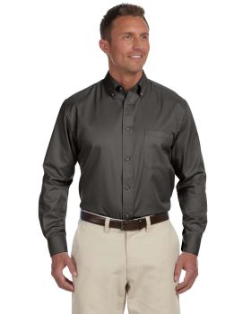 'Harriton M500T Men's Tall Easy Blend Long-Sleeve Twill Shirt with Stain-Release'