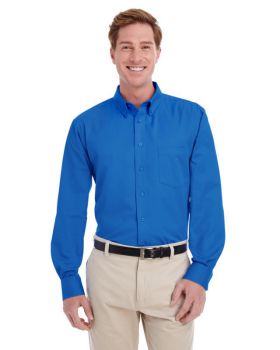 Harriton M581 Men's Foundation 100% Cotton Long Sleeve Twill Shirt With Teflon