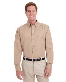 'Harriton M581 Men's Foundation 100% Cotton Long Sleeve Twill Shirt With Teflon'