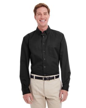 'Harriton M581T Men's Tall Foundation Cotton Long-Sleeve Twill Shirt with Teflon'