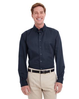 Harriton M581T Men's Tall Foundation Cotton Long-Sleeve Twill Shirt with Teflon
