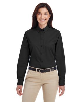 Harriton M581W Ladies' Foundation 100% Cotton Long Sleeve Twill Shirt With Teflon