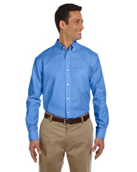 'Harriton M600 Men's Long-Sleeve Oxford with Stain-Release'