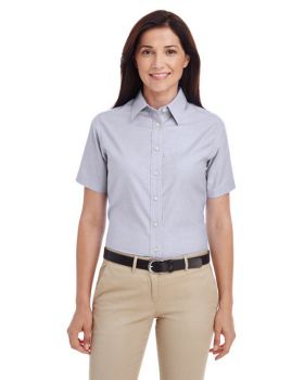 'Harriton M600SW Ladies Short-Sleeve Oxford with Stain-Release'