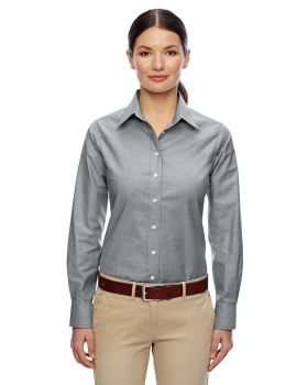 'Harriton M600W Ladies Long-Sleeve Oxford with Stain-Release'